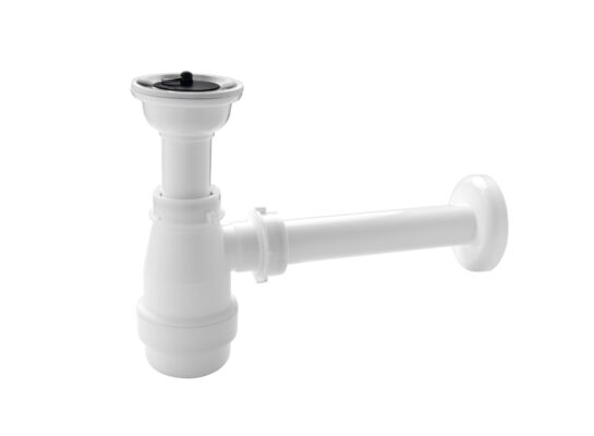 Syfon umywalkowy butelkowy odejście proste, sitko nierdzewne, korek PCV