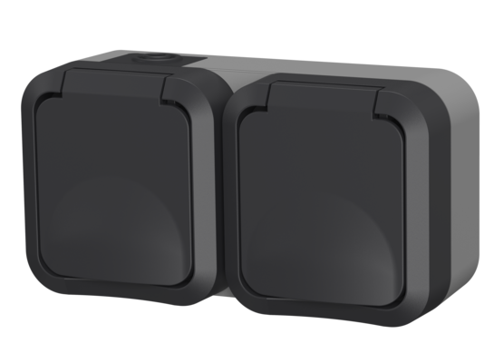 Gniazdo podwójne aqua pro IP55 szary