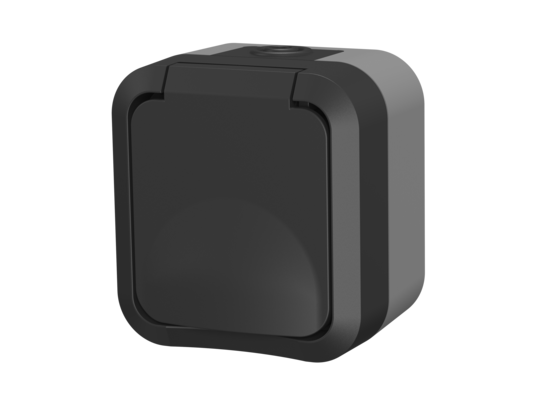 Gniazdo pojedyncze z uziemieniem aqua pro IP55 szary