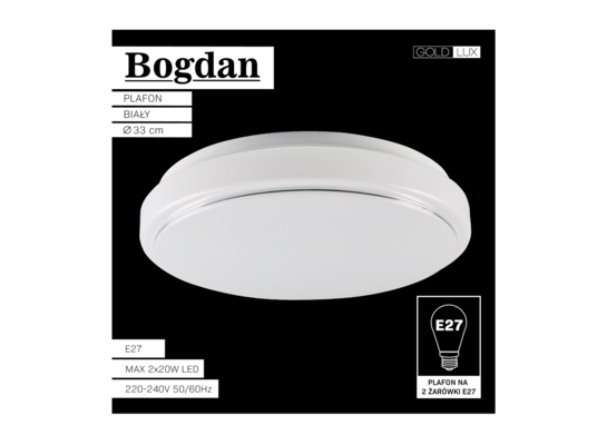 Plafon Bogdan okrągły 2 x E27 biały GOLDLUX