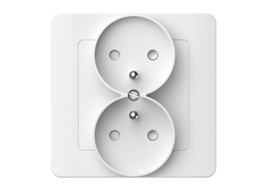 Gniazdo podwójne z uziemieniem silva białe