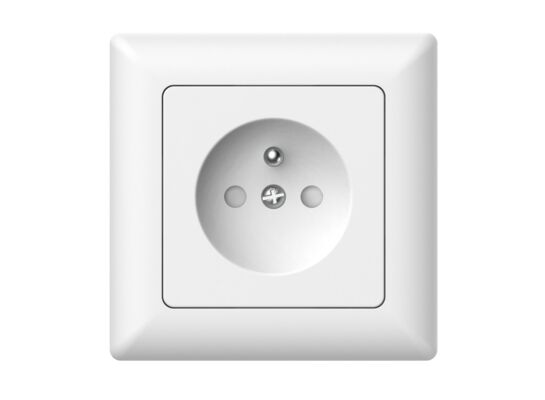 Gniazdo pojedyncze z uziemieniem varia białe