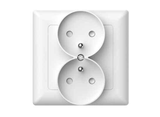 Gniazdo podwójne z uziemieniem varia białe
