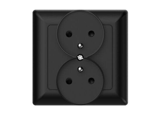 Gniazdo podwójne z uziemieniem varia czarne