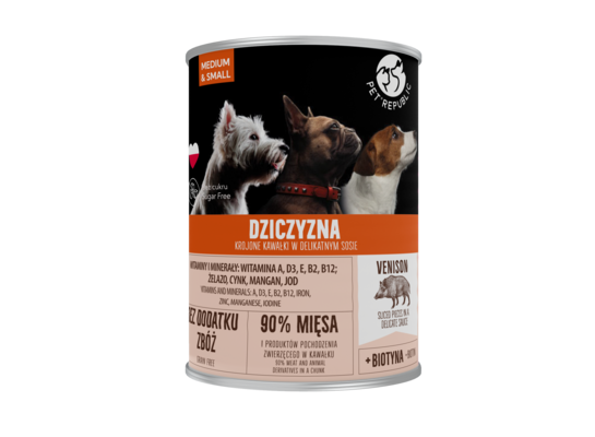 Karma mokra dla psa 400 g kawałki w sosie z dziczyzną Pet Republic