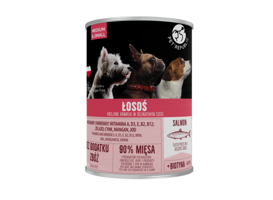 Karma mokra dla psa 400 g kawałki w sosie z łososiem Pet Republic