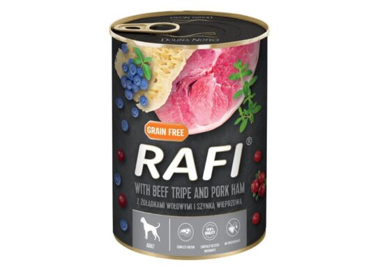 Karma mokra dla psa 400 g żołądki wołowe z szynką wieprzową Rafi