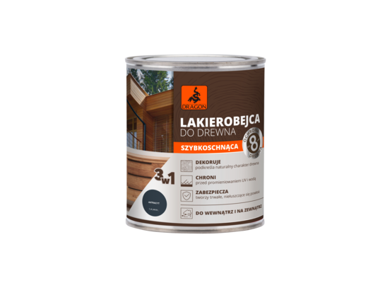 Lakierobejca do drewna szybkoschnąca 700 ml antracyt DRAGON