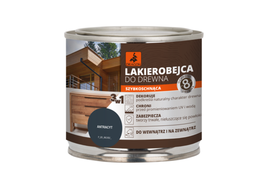 Lakierobejca do drewna szybkoschnąca 200 ml antracyt DRAGON