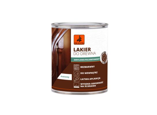 Lakier akrylowo-poliuretanowy do drewna 750 ml matowy metal DRAGON