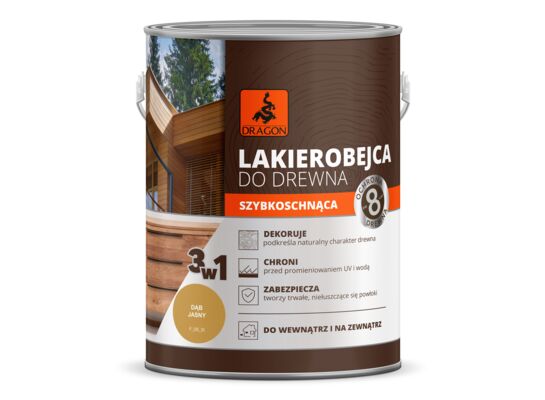 Lakierobejca do drewna szybkoschnąca 2,5 l dąb jasny DRAGON