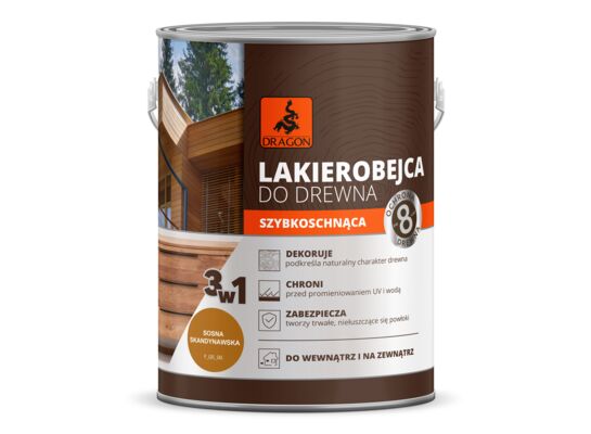Lakierobejca do drewna szybkoschnąca 2,5 l sosna skandynawska DRAGON