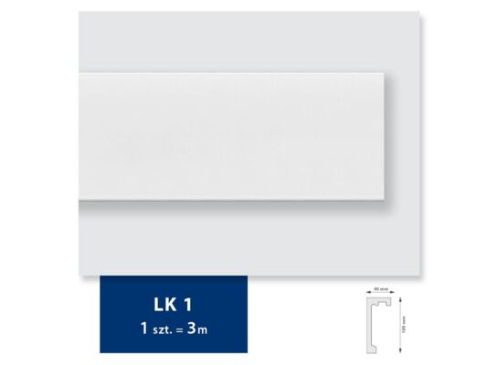 Listwa karniszowa 300 x 10 x 4 cm LK-1 biała