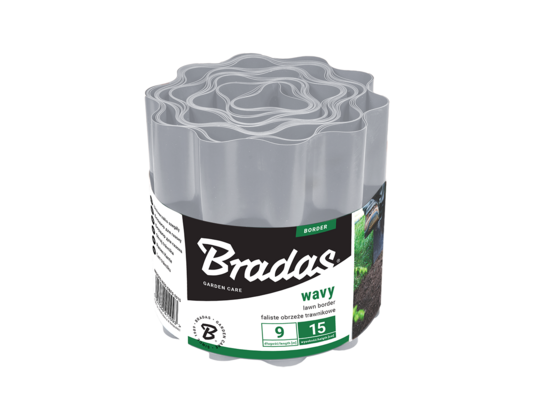 Obrzeże faliste trawnikowe 9 m x 20 cm jasnoszare Bradas