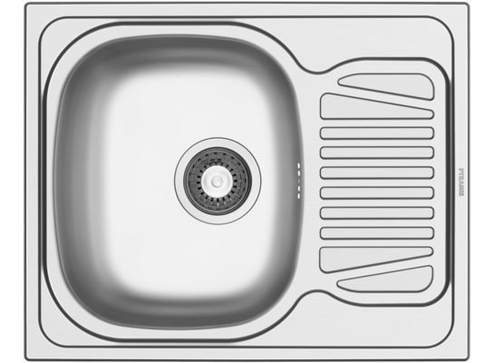 Zlewozmywak SPARTA 1B1D 62 x 50 cm stal gładka syfon w komplecie Pyramis