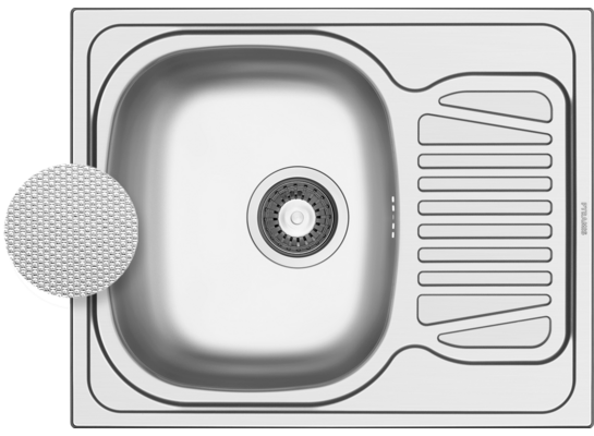 Zlewozmywak SPARTA 1B1D 62 x 50 cm LEN syfon w komplecie Pyramis