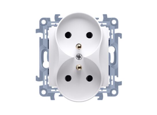 Gniazdo podwójne z uziemieniem SIMON10 moduł 16 A 250 V białe