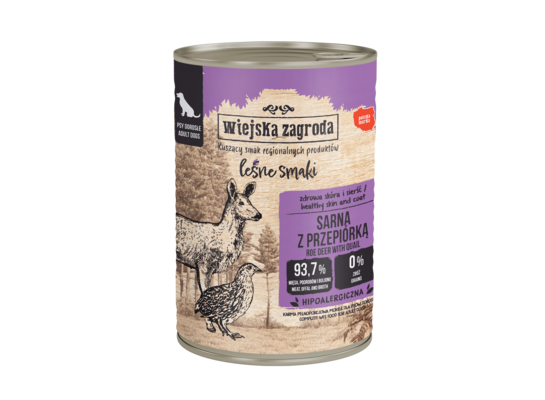 Karma mokra dla psa sarna z przepiórką 400 g Wiejska Zagroda