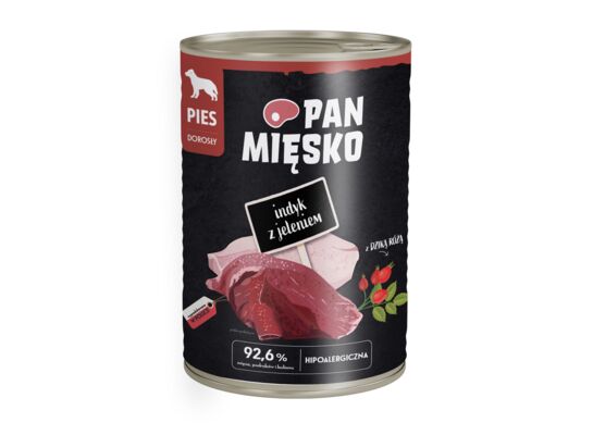 Karma mokra dla psa Indyk z jeleniem 400 g Pan Mięsko