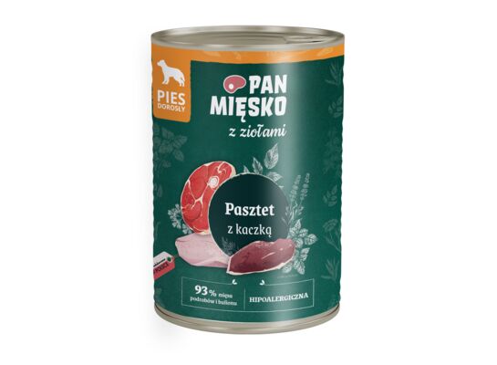 Karma mokra dla psa pasztet z kaczką 0,4 kg Pan Mięsko