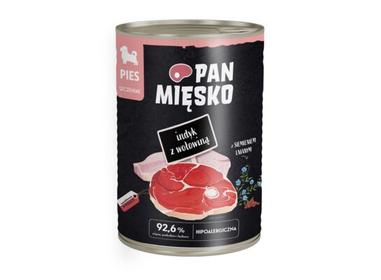 Karma mokra dla psa Indyk z wołowiną 400 g Pan Mięsko