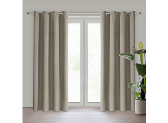 Zasłona gotowa Nerisa 140 x 250 cm przelotki ciemnobeżowy