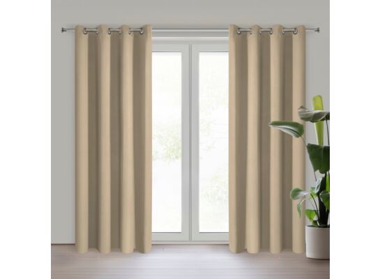 Zasłona gotowa Nerisa 140 x 250 cm przelotki beżowy