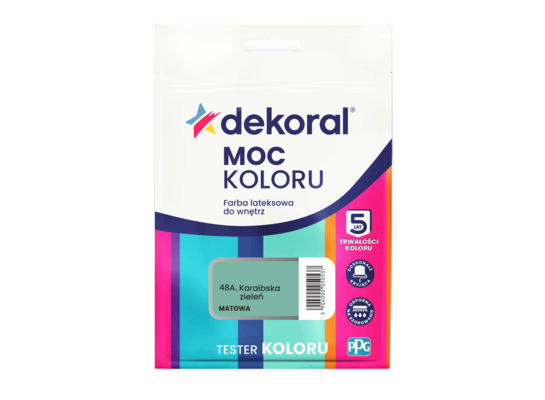 Farba lateksowa do wnętrz MOC KOLORU TESTER Karaibska zieleń 0,04 l Dekoral