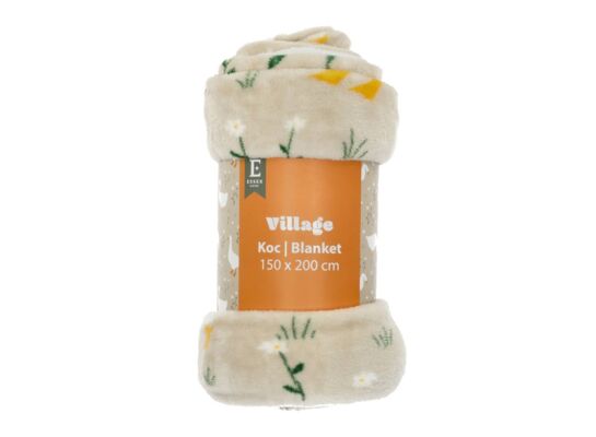 Koc flanelowy Village 150 x 200 cm gęsi beżowy