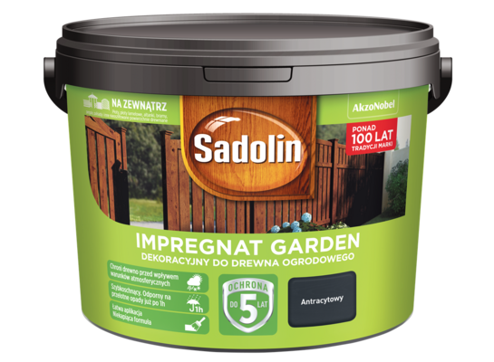 Impregnat dekoracyjny do drewna ogrodowego Garden Antracytowy 9 l Sadolin