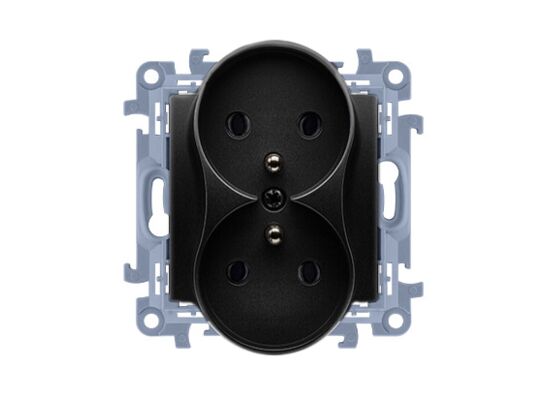 Gniazdo podwójne z uziemieniem czarne GP-2Z SIMON10