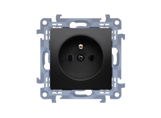 Gniazdo pojedyncze z uziemieniem czarne GP-1Z SIMON10