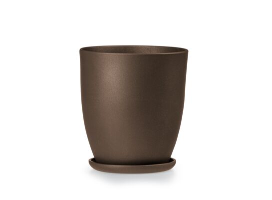 Doniczka klasik wysoki 1 brąz struktura 13,5 x 14,5 cm