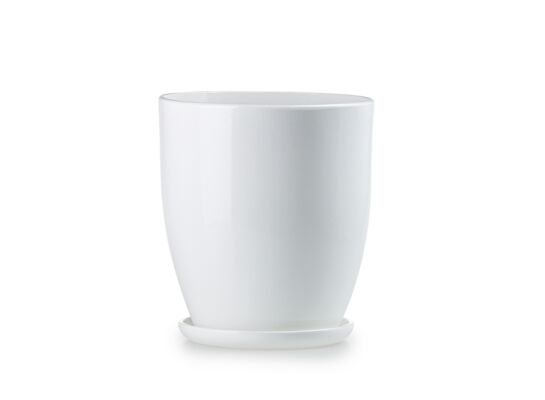 Doniczka klasik wysoki 3 biały połysk 20 x 22 cm