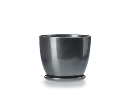 Doniczka klasik 2 szary połysk 16 x 12 cm