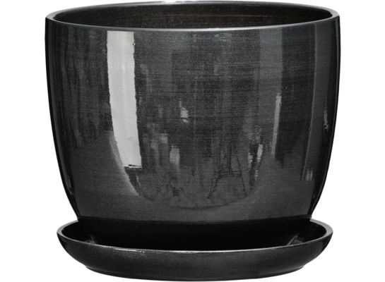 Doniczka ceramiczna z podstawką sofia 12 x 14 cm czarny połysk symbol 1030