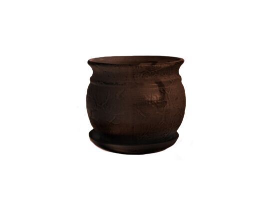 Doniczka ceramiczna z podstawką kamień 27 x 30 cm brąz połysk symbol 815