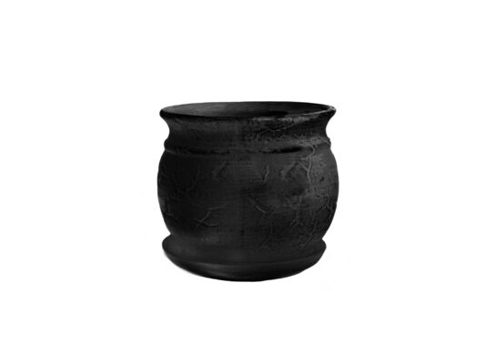 Doniczka ceramiczna z podstawką kamień 15 x 20 cm czarny mat symbol 813