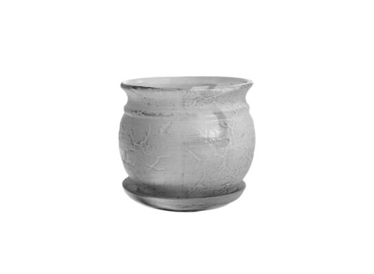 Doniczka ceramiczna z podstawką kamień 27 x 30 cm szary połysk symbol 815