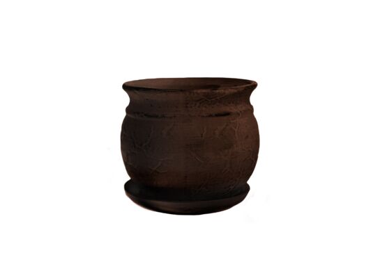 Doniczka ceramiczna z podstawką kamień 35 x 39 cm brąz mat symbol 816