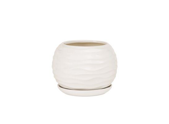 Doniczka ceramiczna z podstawką kula duna 16 x 14 cm krem mat symbol 2024