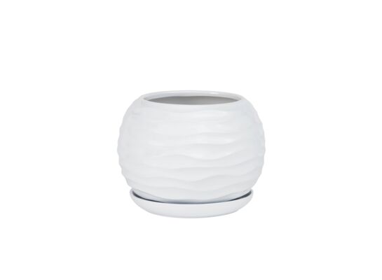 Doniczka ceramiczna z podstawką kula duna 20 x 18 cm biały mat symbol 2025