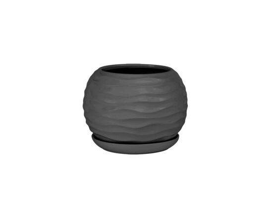 Doniczka ceramiczna z podstawką kula duna 29 x 23 cm grafit mat symbol 2028