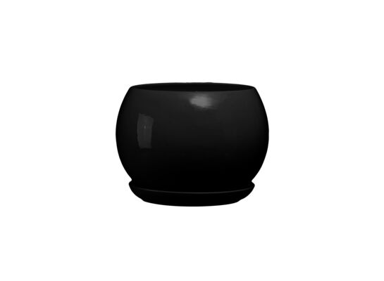 Doniczka ceramiczna z podstawką kula 11 x 13 cm czarny połysk symbol 632