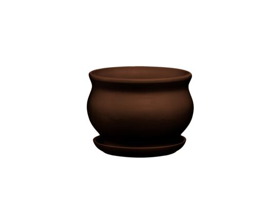 Doniczka ceramiczna z podstawką kokarda 17 x 23,5 cm brąz mat symbol 660