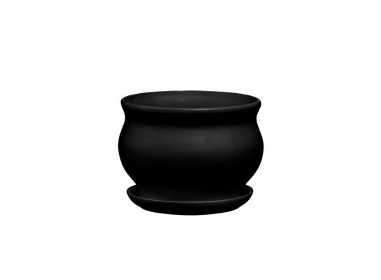 Doniczka ceramiczna z podstawką kokarda 13 x 17,5 cm czarny mat symbol 661