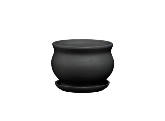 Doniczka ceramiczna z podstawką kokarda 10,5 x 13 cm grafit mat symbol 662