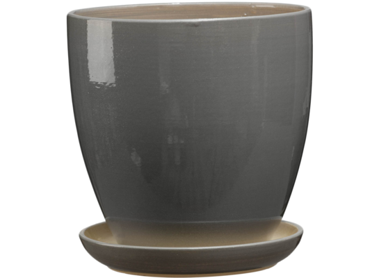 Doniczka ceramiczna z podstawką klasyczna 18 x 17 cm krem mat symbol 947