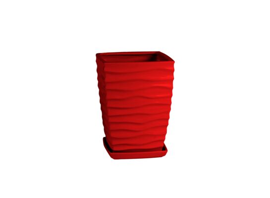 Doniczka ceramiczna z podstawką kwadrat duna 33 x 24 cm czerwony połysk symbol 041