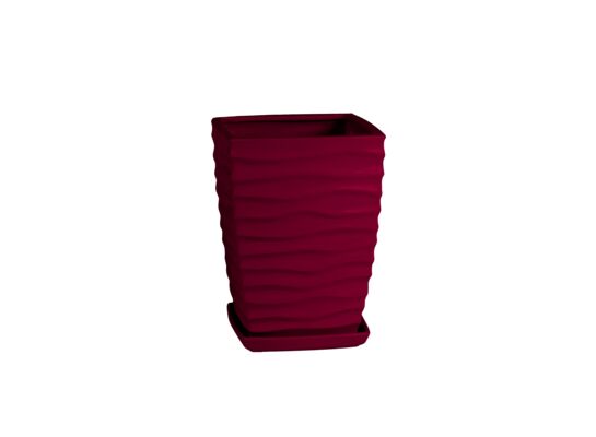 Doniczka ceramiczna z podstawką kwadrat duna 40 x 29 cm bordowy połysk symbol 042